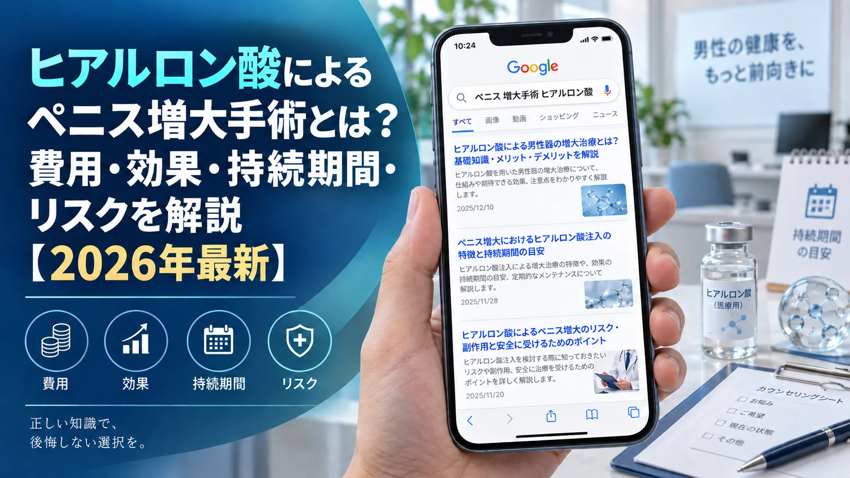 ヒアルロン酸によるぺニス増大手術とは?費用・効果・持続期間・リスクを解説【2026年最新】