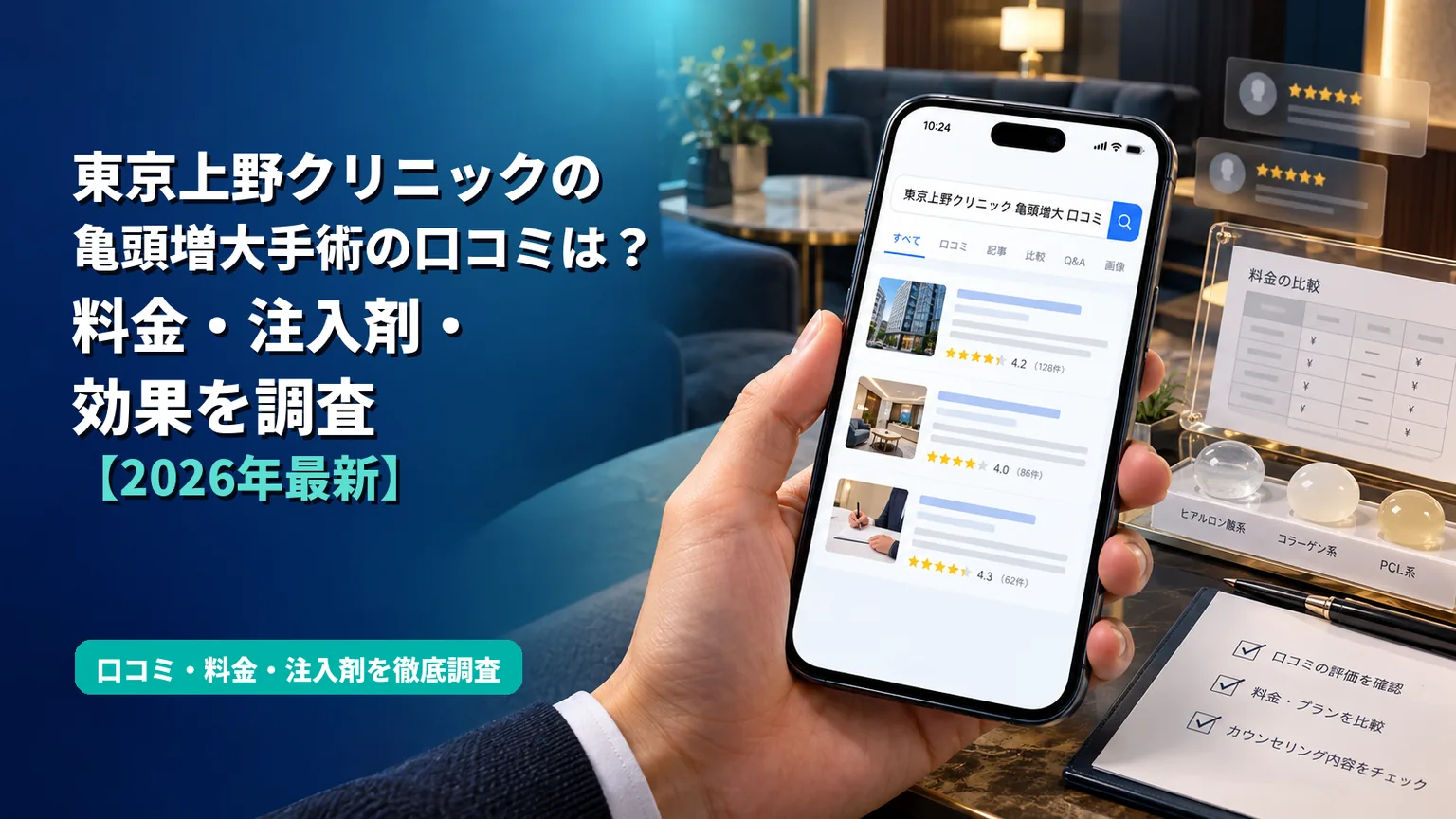 東京上野クリニックの亀頭増大手術の口コミは?料金・注入剤・効果を調査【2026年最新】