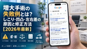 増大手術の失敗例とは？しこり・凹凸・左右差の原因と修正方法【2026年最新】